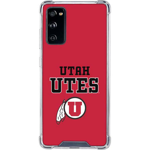 Utah Utes Text on Red Galaxy S20 FE Clear Case